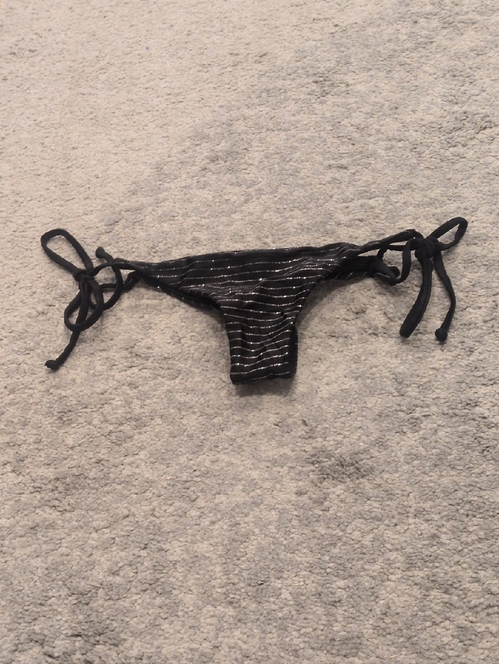 Hayhay Couture Black And Metallic Sparkle Gold Stripe Bikini Bottom